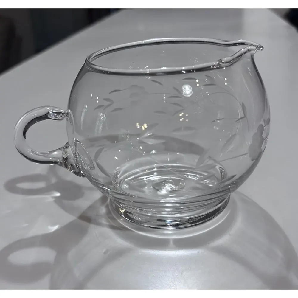 Princess House Heritage Crystal Etched Creamer 3.5